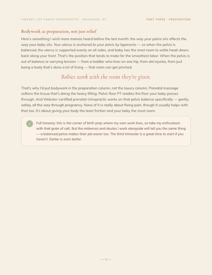 A page from the newborn section of the guide
